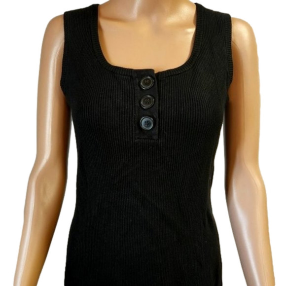 Tops - 𝅺Black Tank with buttons (code-P187)